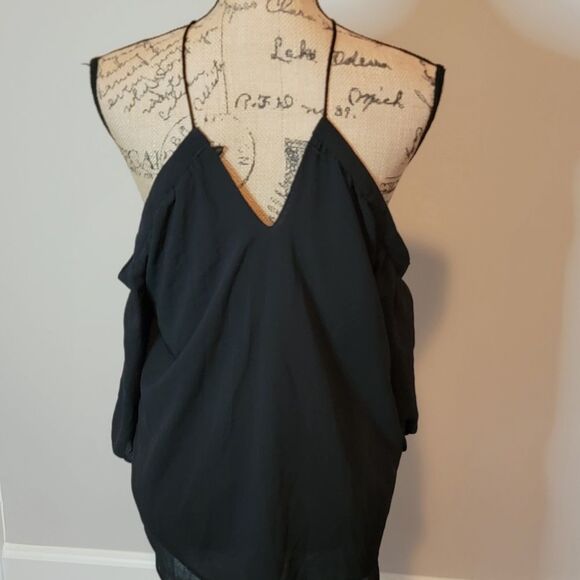 Papermoon black halter off the shoulder blouse - Picture 2 of 5